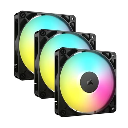 Corsair RS120 ARGB 120mm Ventiladores PWM – Conexión en Cadena – Bajo Nivel de Ruido – Rodamiento Magnético de Cúpula – Paquete Triple – Negro