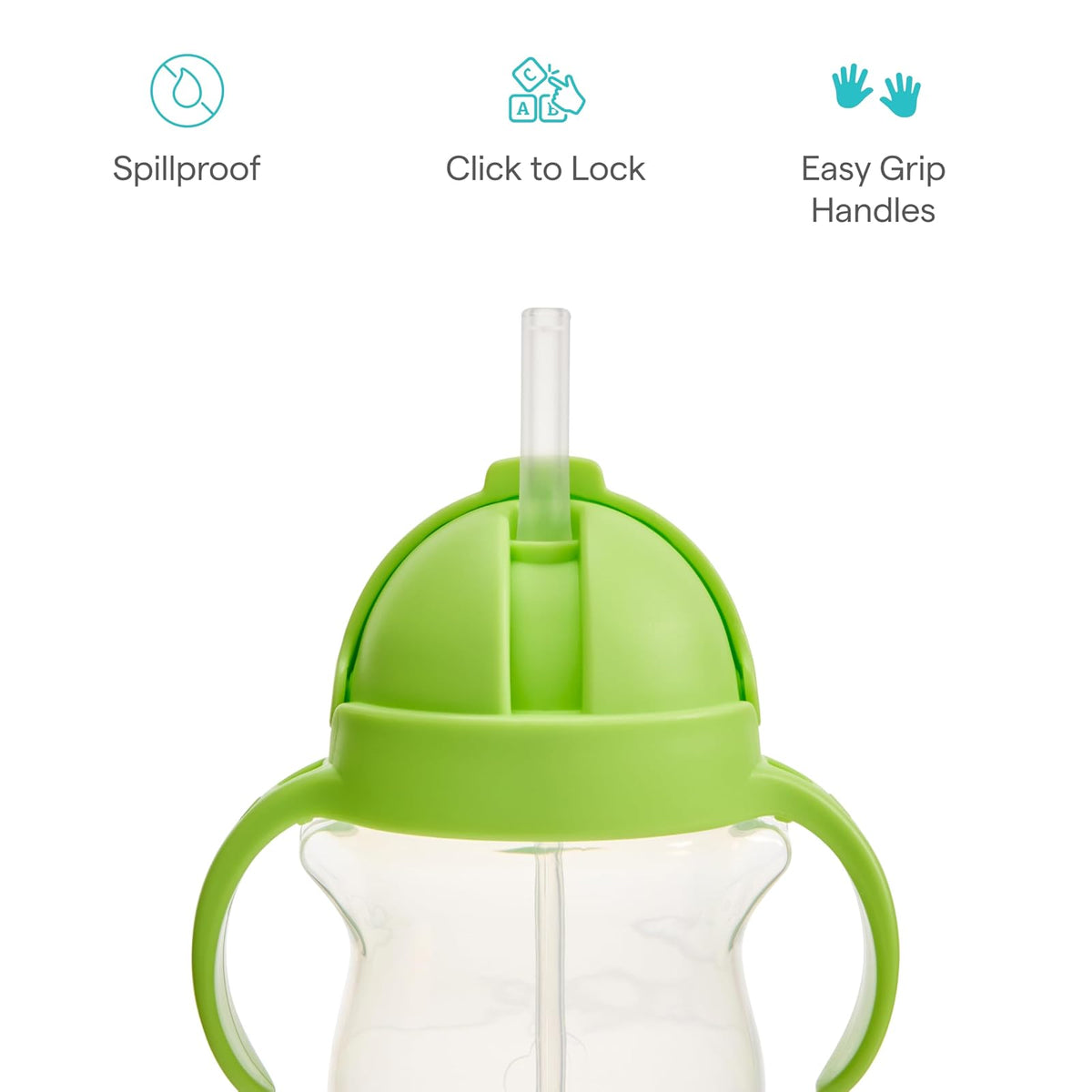 Munchkin Click Lock Weighted Straw Cup, 7 Ounce, 2 Pack, Blue/Green