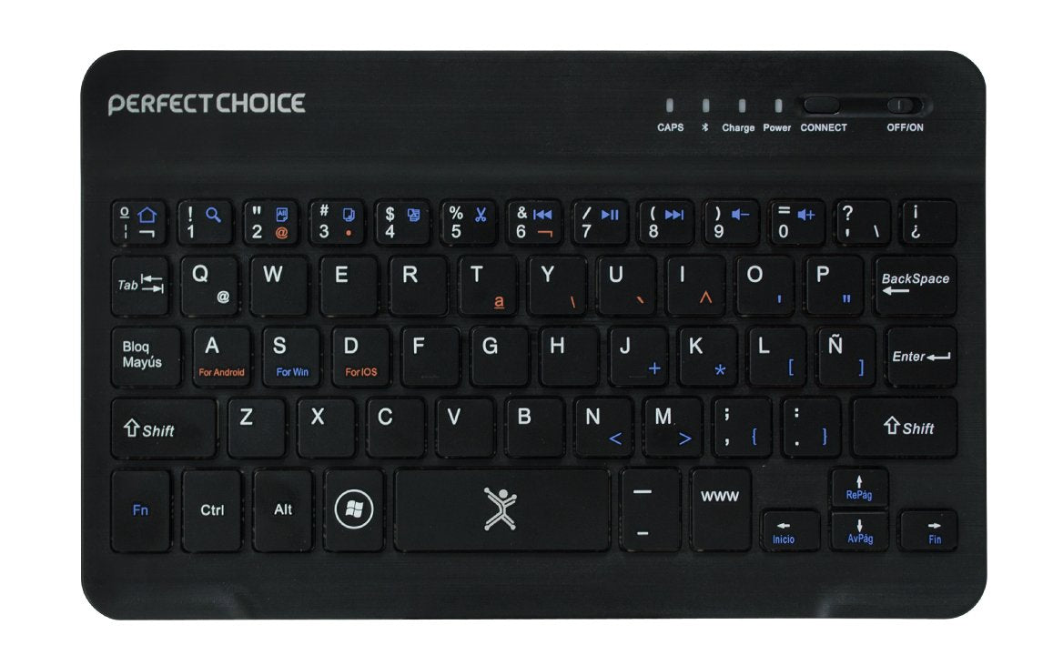 Perfect Choice Mini Teclado Bluetooth Universal para ¡Os, Android y Windows, Teclas Tijera, Duración de Carga de hasta 60 Horas