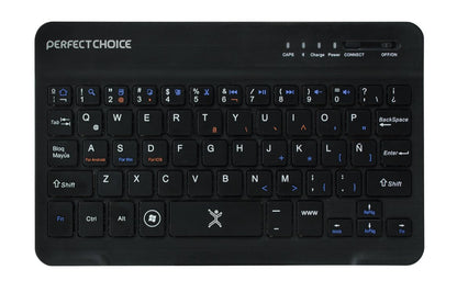 Perfect Choice Mini Teclado Bluetooth Universal para ¡Os, Android y Windows, Teclas Tijera, Duración de Carga de hasta 60 Horas