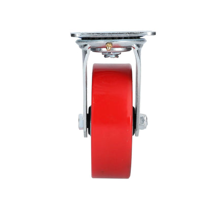 Surtek RP15G Rodaja de fierro con poliuretano rojo giratoria 6"