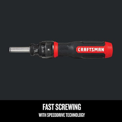 CRAFTSMAN - Destornillador de carraca, SpeedDrive, puntas de doble punta de 2 pulgadas, mango con capacidad para hasta 6 puntas (CMHT68129)