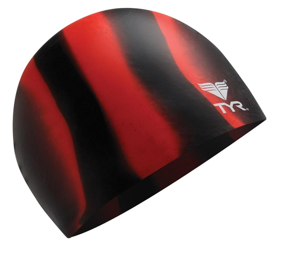 TYR Gorro de natación de Silicona Multicolor para Adultos - Negro - Rojo