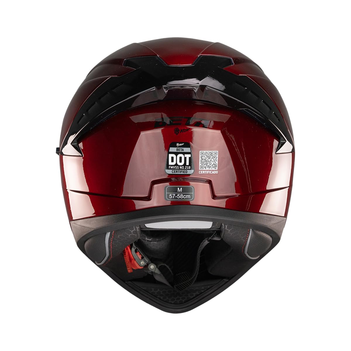 KOV Casco Beta Cherry Rojo Brillante Integral para Moto Certificado Dot