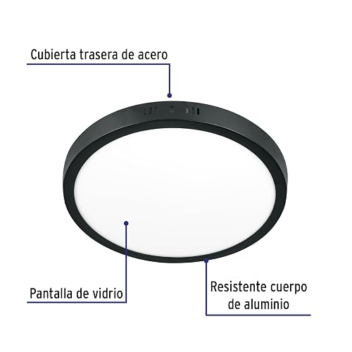 Volteck PLA-229L, Luminario de LED 24 W redondo tipo plafón luz de día color Blanco
