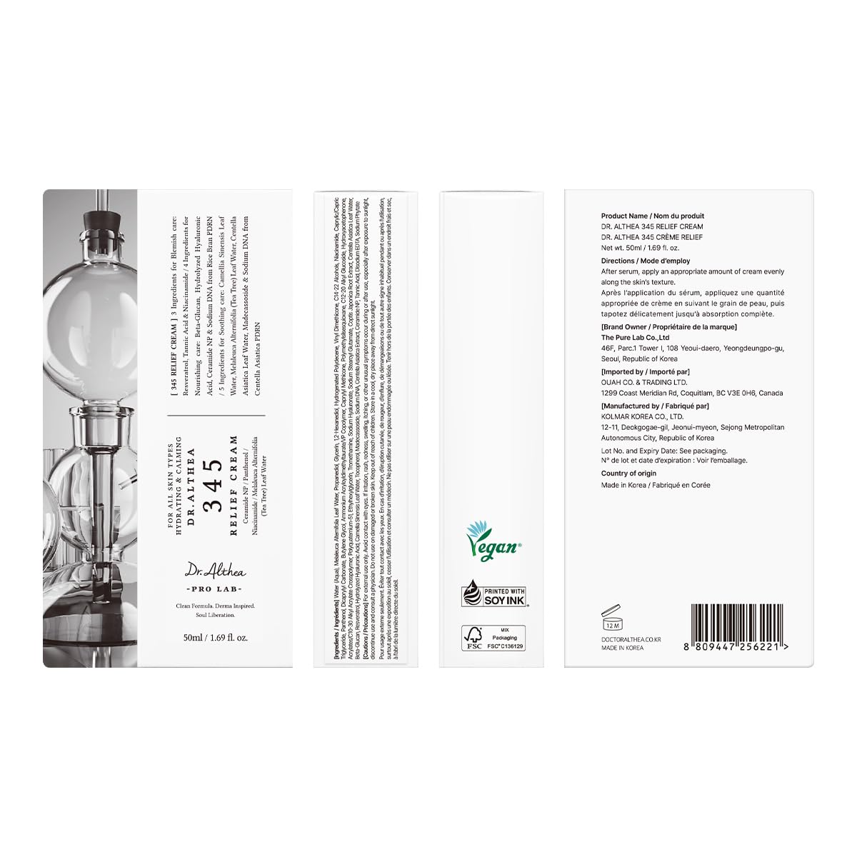 Dr.althea 345 Relief Cream, Daily Face Moisturizer for Soothing | Recovery and Blemish Care with Pdrn & Niacinamide, Korean Vegan Skincare All Skin Types, 1.69 Fl Oz (Ver.2 - Pack of 1)