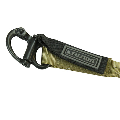 Fusion Climb HELO - Cordón de retención Personal, Gancho a presión y | Correa de nailon de 1 pulgada con elástico interno, gancho a presión de aluminio y grillete de émbolo de óxido negro