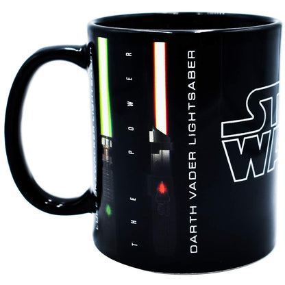 Fun Kids 1738-99 Tarro de Cerámica que brilla en la Obscuridad Star Wars- Darth Vader Luke Skywalker de Cerámica 320 mililitros Altura 11 cm x Diámetro de la boca 8 cm 1 Taza Negra