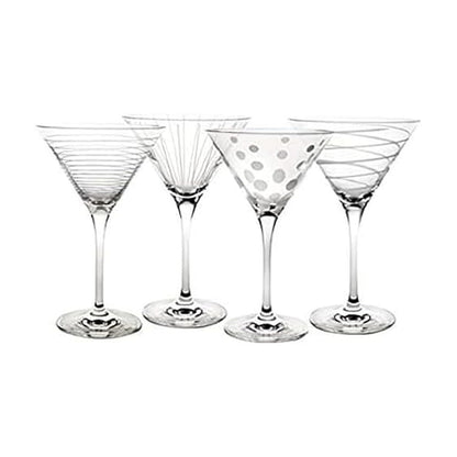 Mikasa Cheers Juego de 4 Vasos de Cristal Grabado, Transparente - Martini - Blanco