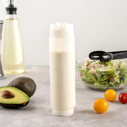 Restaurantware First In First Out Botella Exprimidora | 16 oz, 6 tapas recargables, punta dispensadora de precisión, flexible de plástico, para condimentos
