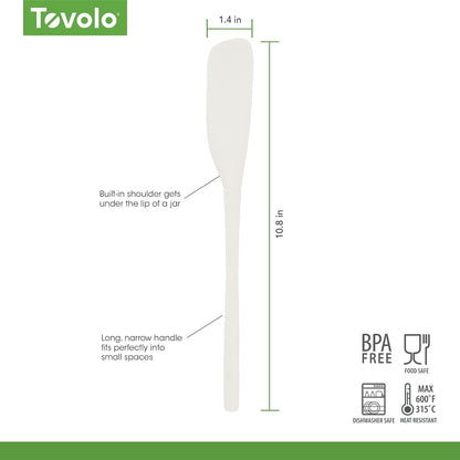 Tovolo Flex-Core - Raspador de silicona para tarros, color blanco, espátula de goma de mango largo con cabeza en ángulo para recoger y raspar, espátulas resistentes al calor para uso en cocina, apto