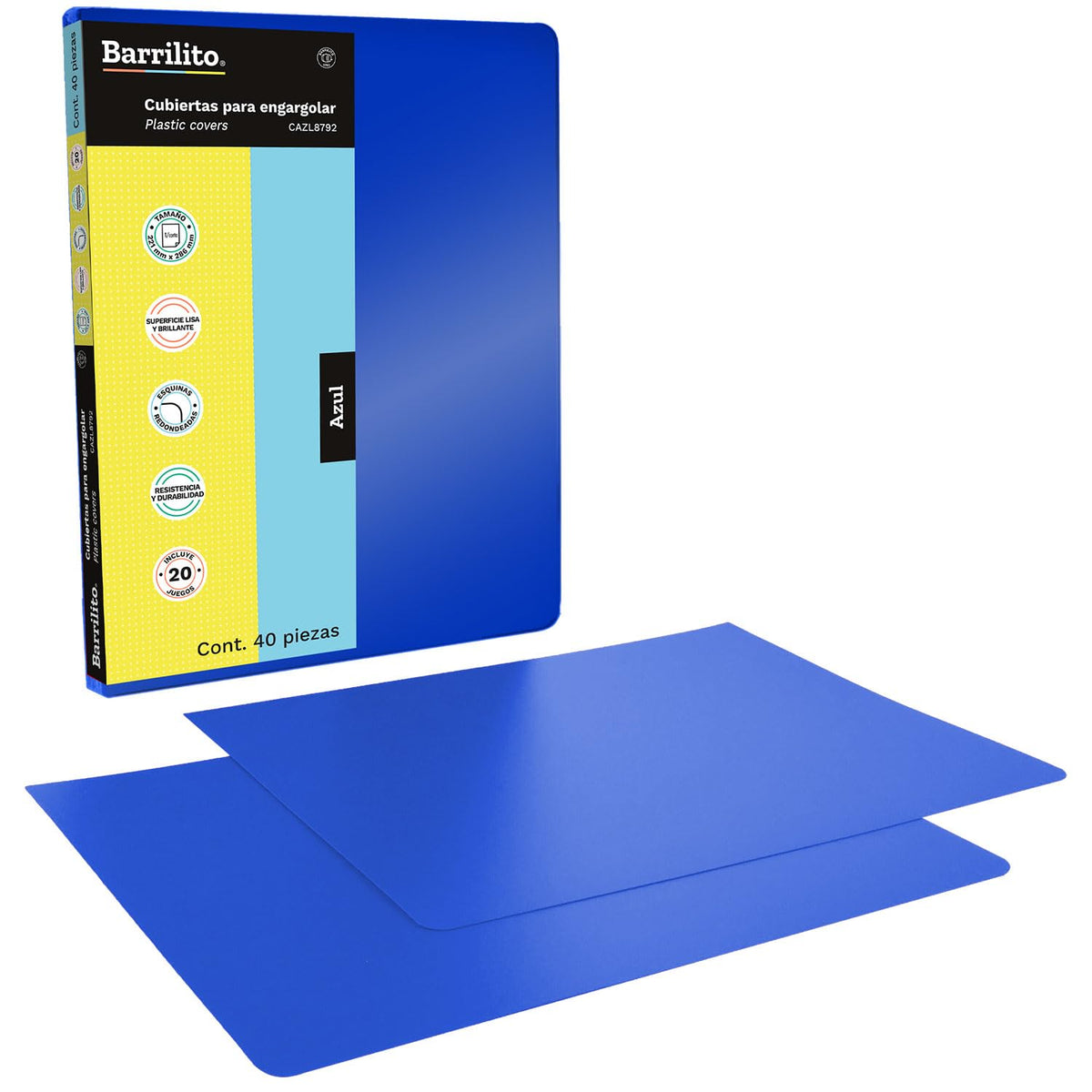 Barrilito Cubierta para Engargolar Lisa Azul Carta 40 Pzs