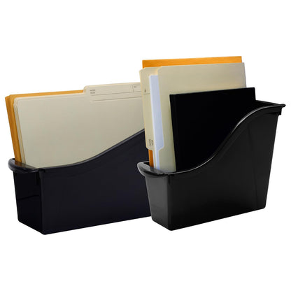 Storex 70109E06C) - Contenedor grande para libros, organizador de plástico entrelazado para el hogar, la oficina y el aula, color negro (Paquete de 6)