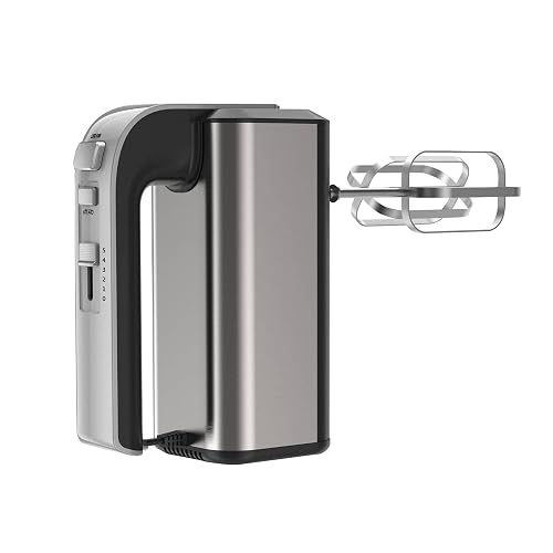 Hukën x MasterChef | Batidora de Mano MIX+ 300W | 5 Velocidades + Función Turbo | Tecnología Turbo Mix | Acero Inoxidable | Botón Expulsor | Luz LED de Encendido | 2 Batidores + 2 Ganchos para Amasar