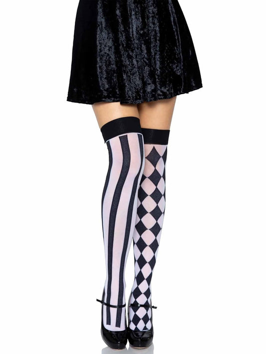 Leg Avenue Calcetines deportivos de tres rayas hasta la rodilla para mujer