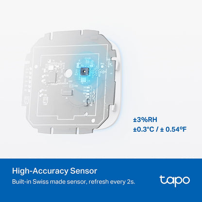 TP-Link Tapo T315 Sensor de temperatura y humedad con pantalla E-Ink de 2.7″, almacenamiento gratuito de datos en la nube para grabar hasta 2 años, compatible con Alexa (Requiere Hub)