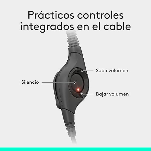 Logitech H390 Diadema con Cable, Sonido Estéreo y Micrófono USB con Supresión de Ruido, Controles Integrados en el Cable, PC/Mac/Laptop/Chromebook - Negro