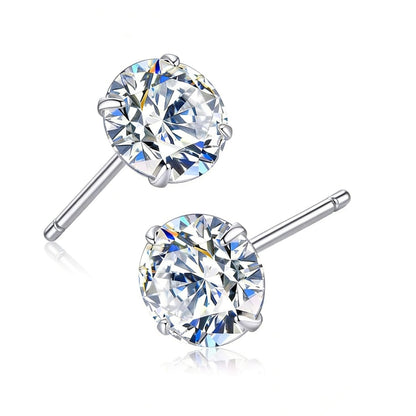 Xyphielle Aretes de zirconio mini de plata esterlina S925, incrustados con diamantes llenos, estilo minimalista coreano, zirconio de 5 mm
