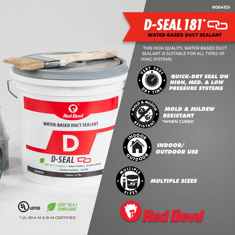 Red Devil 0841DS RD-DS 181 Tub Acrylic Duct Sealant, Gray