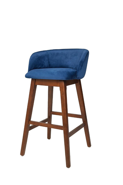 Sochic Banco Alto con Asiento Tapizado en Terciopelo Azul. Estructura de Madera