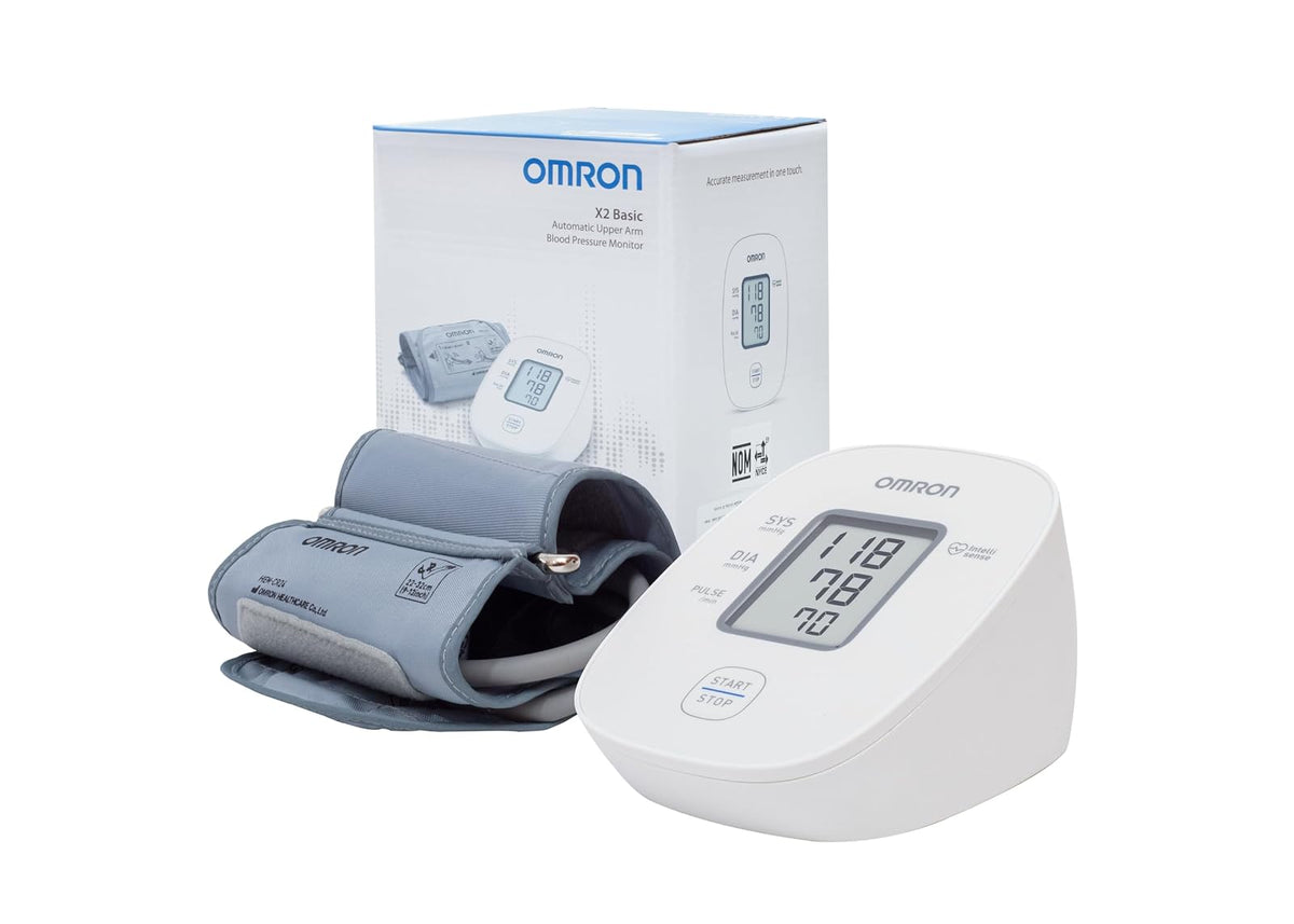OMRON X2 Básico Baumanómetro de Brazo, Detecta Latidos Irregulares | Brazalete 22-42 cm con guía de ajuste. Detecta latidos irregulares. Memoria de última medición. Garantía 5 años.
