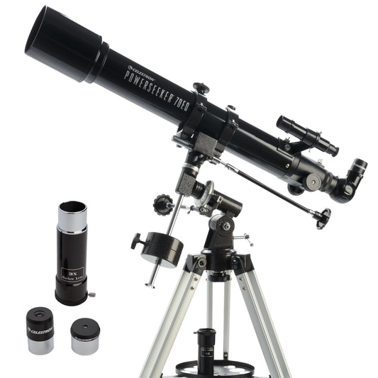 Celestron - PowerSeeker 70EQ Telescope - Manual German Equatorial Telescope for Beginners - Compact and Portable - Bonus Astronomy Software Package - 70mm Aperture
