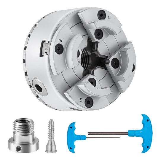 VEVOR Mandril de torno KP96 de 4 mordazas y 3,75" de diámetro. Mandril de torno metálico. Accesorios para tornos. Herramienta autocentrante para tornos, mecanizado de precisión