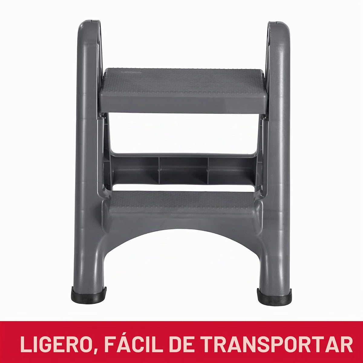 Rubbermaid Commercial Products E-Z Step – Banco Escalera Plegable de 2 Peldaños, Taburete Portátil de Alta Resistencia, 136 kg, Negro FG420903