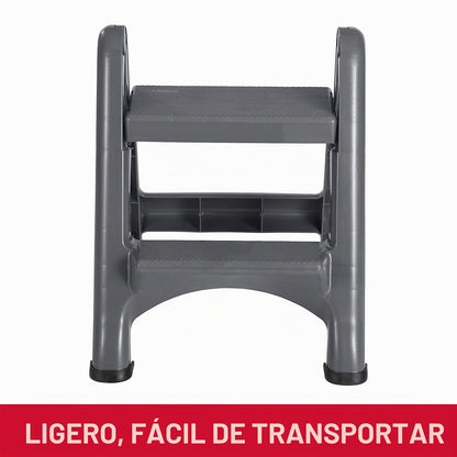 Rubbermaid Commercial Products E-Z Step – Banco Escalera Plegable de 2 Peldaños, Taburete Portátil de Alta Resistencia, 136 kg, Negro FG420903