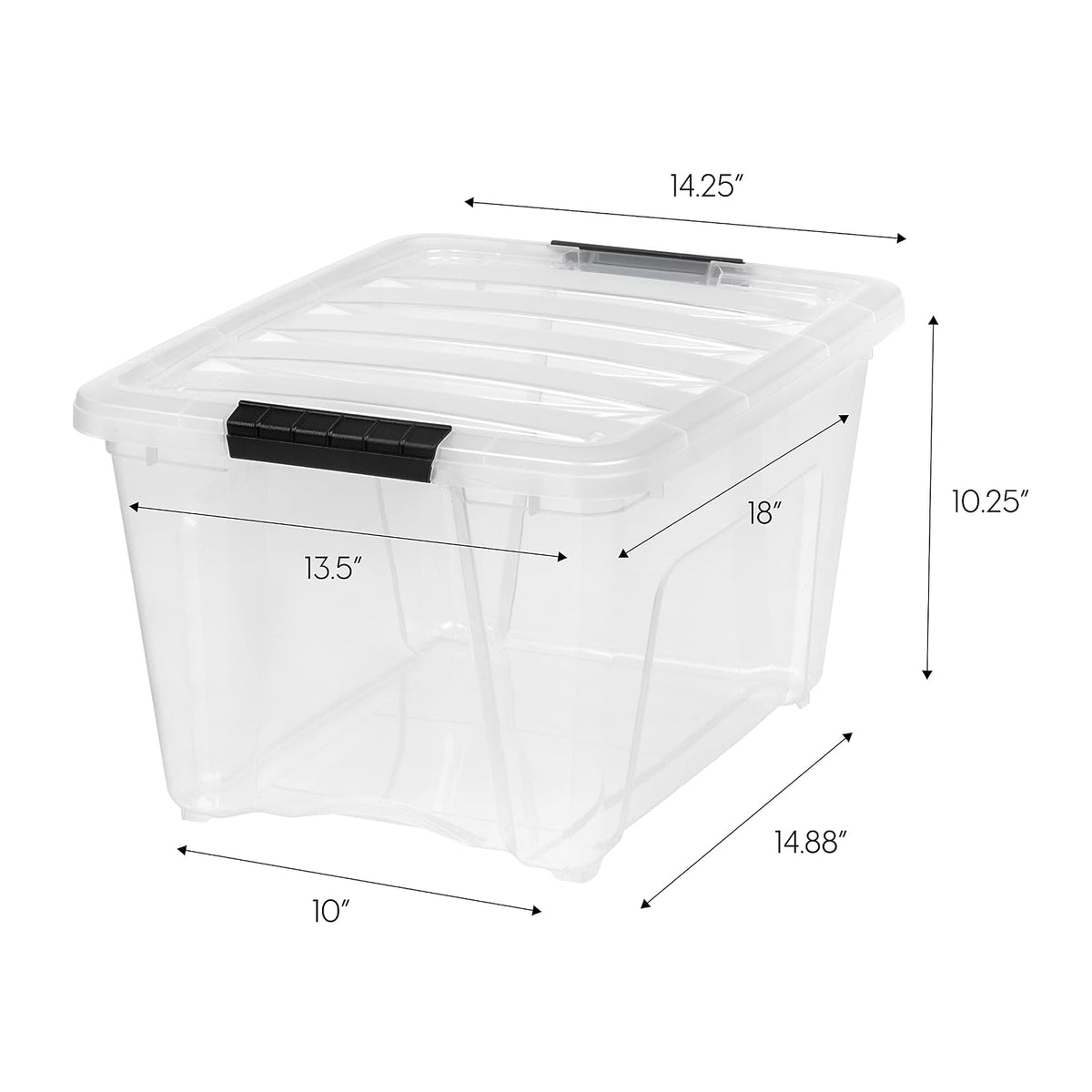 IRIS USA 6 Contenedores de 32 Qt con Tapa, Transparentes | Diseño transparente para ver el contenido fácilmente. Ideal para ropa de cama, decoración y clóset. Diseño anidable.