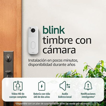 Timbre con cámara Blink (modelo más reciente): video HD de cuerpo completo, batería que dura dos años y configuración fácil. Incluye sistema Sync Module Core (blanco)