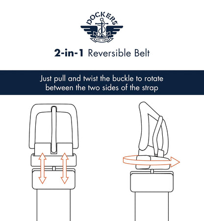 Dockers Reversible Casual Belt with Comfort Stretch Cinturón Hombre