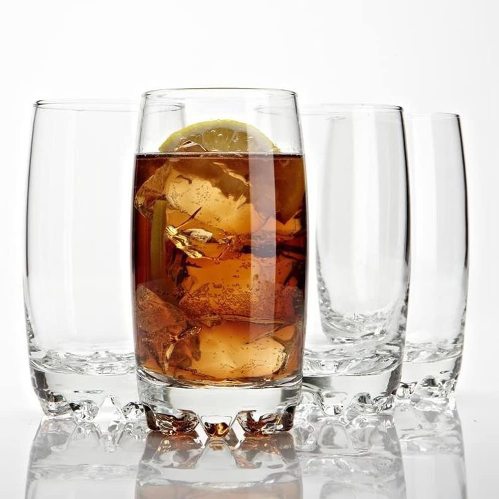 Trilogy | Juego de 6 Vasos Highball de Vidrio Italiano Transparente, Colección Galattico Long Drink para Agua, Cerveza y Cocteleria, Transparente, 415 mililitros