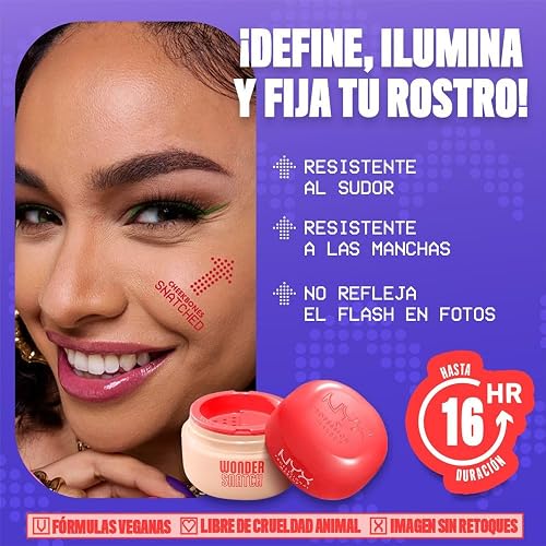 Nyx Professional Makeup, Wonder Snatch Powder. Polvo suelto fijador de maquillaje. Resistente al sudor. Fórmula vegana. Duración 16H. 6gr-Tono: Peach Posse (Durazno Cálido).