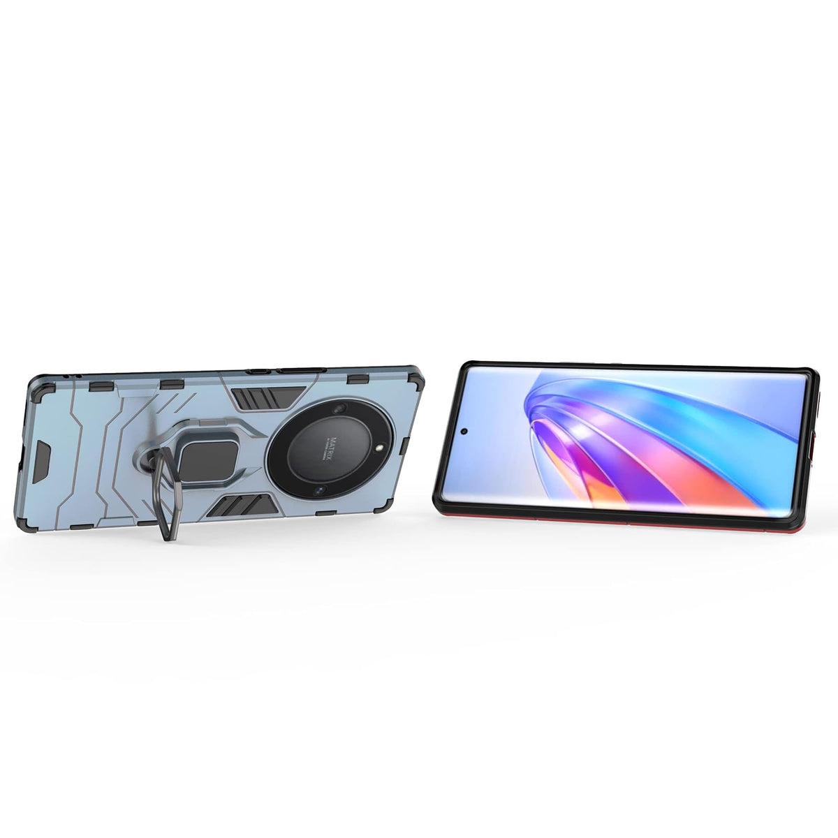 ZMONE Funda para Honor X9a 5G / Honor Magic 5 Lite Case Híbrido Doble Capa Armadura Resistente A Prueba de Choques Carcasa Protector con Pie de Apoyo Magnético - Azul