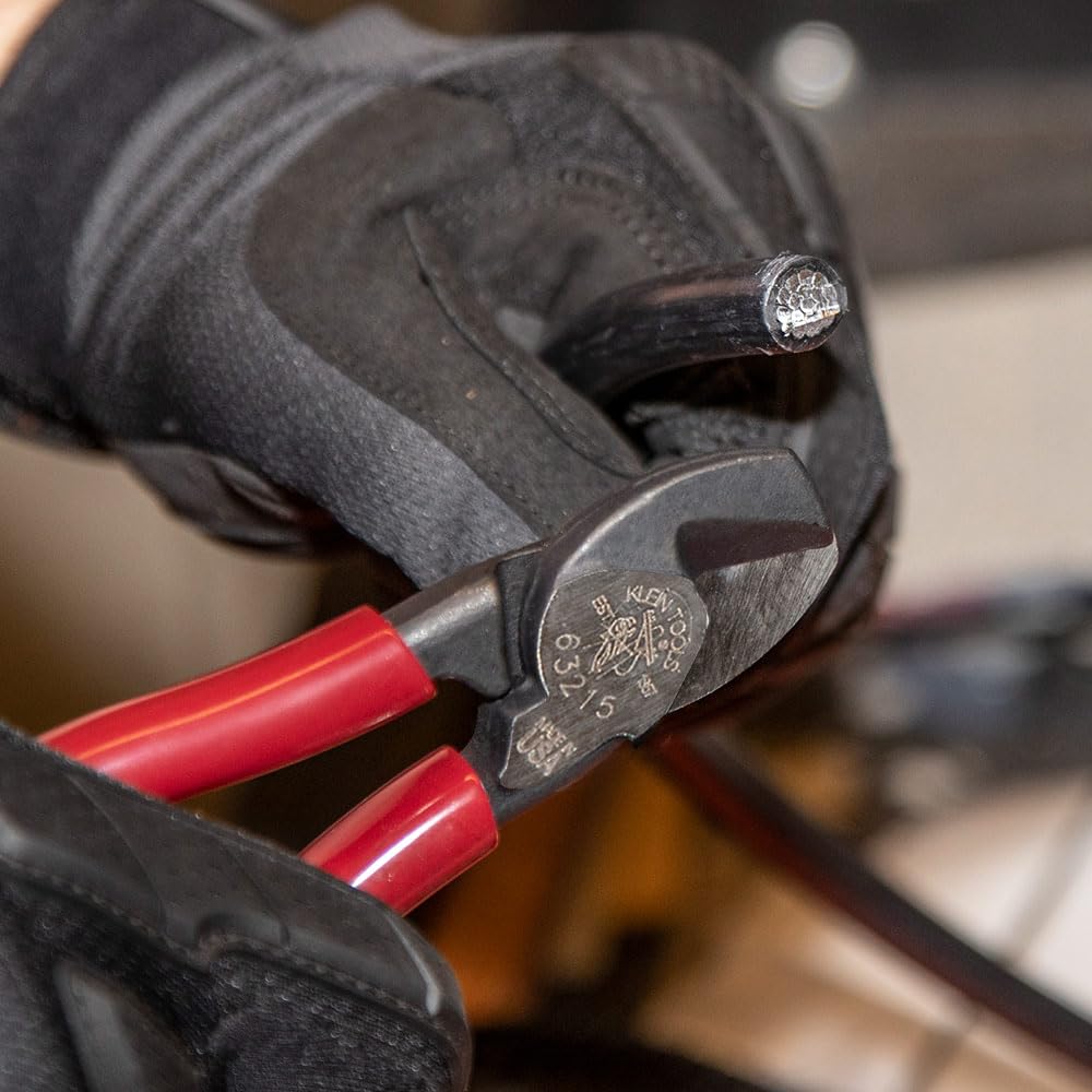 Klein Tools 63215 - Cortador de cables, fabricado en Estados Unidos, compacto de alto apalancamiento de 6.5 pulgadas, forjado de acero fabricado en Estados Unidos, ideal para cortar cables de aluminio