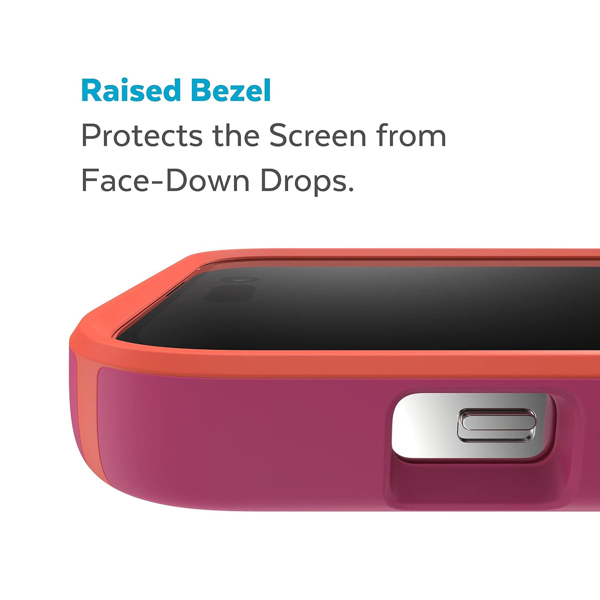 Speck - Funda para iPhone 14 Pro, Delgada de 6.1 Pulgadas, con protección contra caídas, Resistente a los arañazos, Tacto Suave, Rosa Digital/Rojo energético