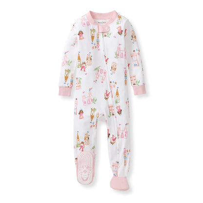 Burt's Bees Baby Pijama con Pies, 100% Algodón Orgánico, Cierre Diagonal - 18 Meses - Castillo de Cuento de Hadas