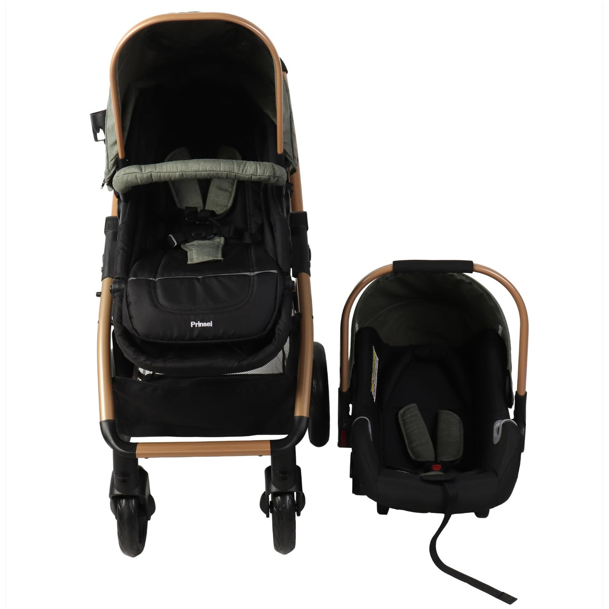 PRINSEL | Carriola y Autoasiento para Bebé | Carreola y Sistemas de Viaje/Paseo | Prima LX | Verde | De 0 Meses a 3 Años, Hasta 18 kg, Asiento Reversible, Con Portabebé, Respaldo Ajustable | Artículos para Bebés - Recién Nacido