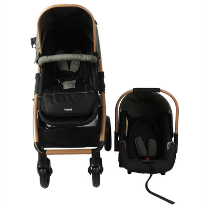 PRINSEL | Carriola y Autoasiento para Bebé | Carreola y Sistemas de Viaje/Paseo | Prima LX | Verde | De 0 Meses a 3 Años, Hasta 18 kg, Asiento Reversible, Con Portabebé, Respaldo Ajustable | Artículos para Bebés - Recién Nacido