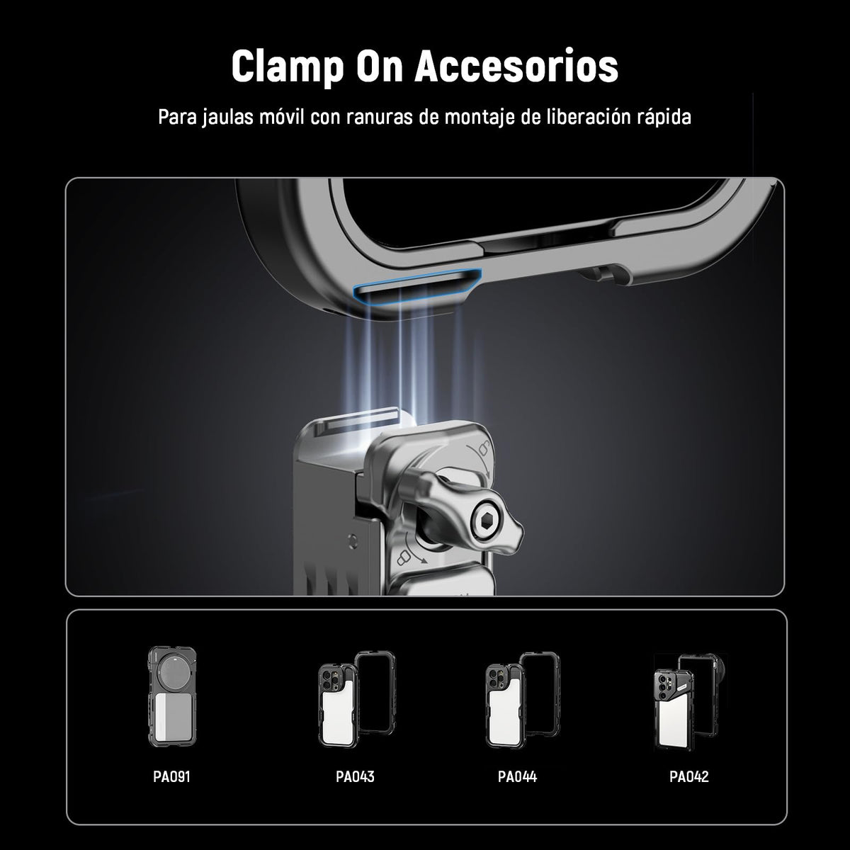 NEEWER Móvil Trípode Soporte Mount con Base Tipo Arca, Rosca 1/4", Liberación Rápida Clamp Compatible con iPhone 16 Pro MAX S25 Ultra Phone Cage dji RS4 Mini R4 Pro RS3 Pro RS2 RSC2, Plateado, PA124