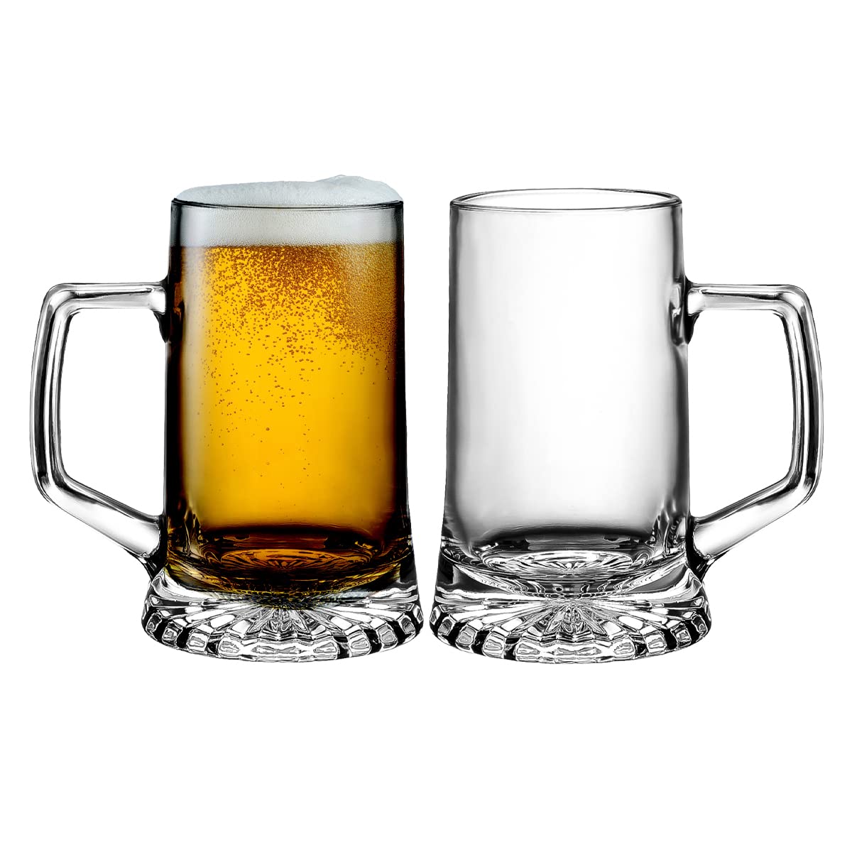 Trilogy | Set de 6 Vasos de Vidrio para Cerveza Tarros Cerveceros Grandes Vidrio Italiano Premium, Fácil Agarre, para Cervezas, Micheladas o Cocteles, Colección Stone, 500 mililitros