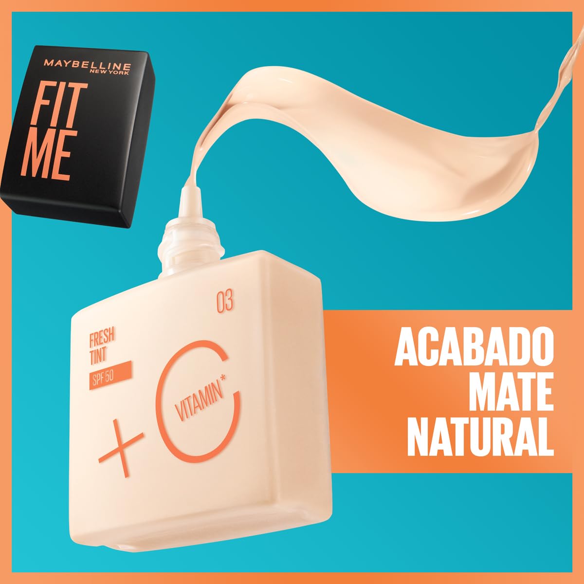 Maybelline Base de maquillaje Fit Me Fresh Tint 10.5, 30 ml, larga duración, alta cobertura, para todo tipo de piel, fórmula con Vitamina C y protector solar FPS50