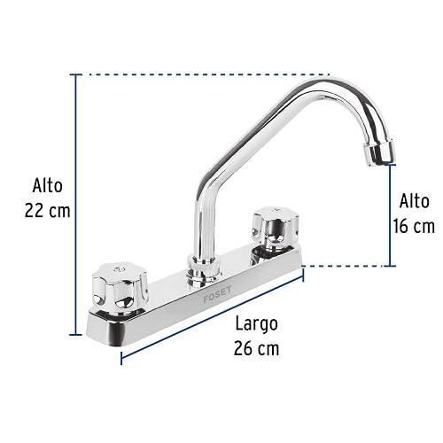 Foset Basic FP-317, Mezcladora acero inoxidable 8" para fregadero, cuello corto