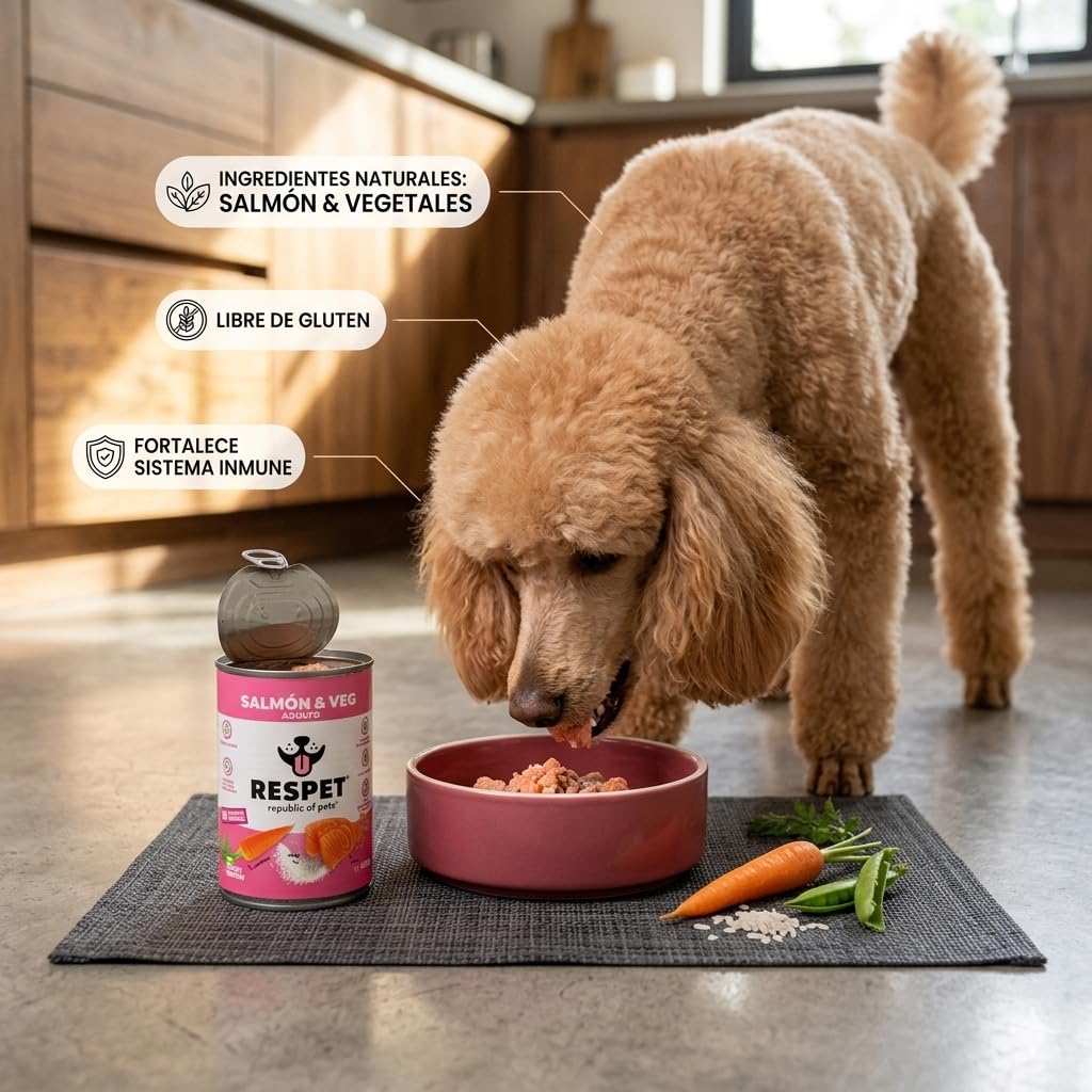 RESPET Alimento Húmedo Perro Adulto Salmón y Vegetales Sin Gluten 12 Latas 410g