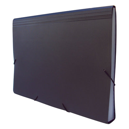 Oxford F068BK Archivo Expandible Polipropileno 12 Espacios Cierre Elástico, Tamaño Oficio, Color Negro