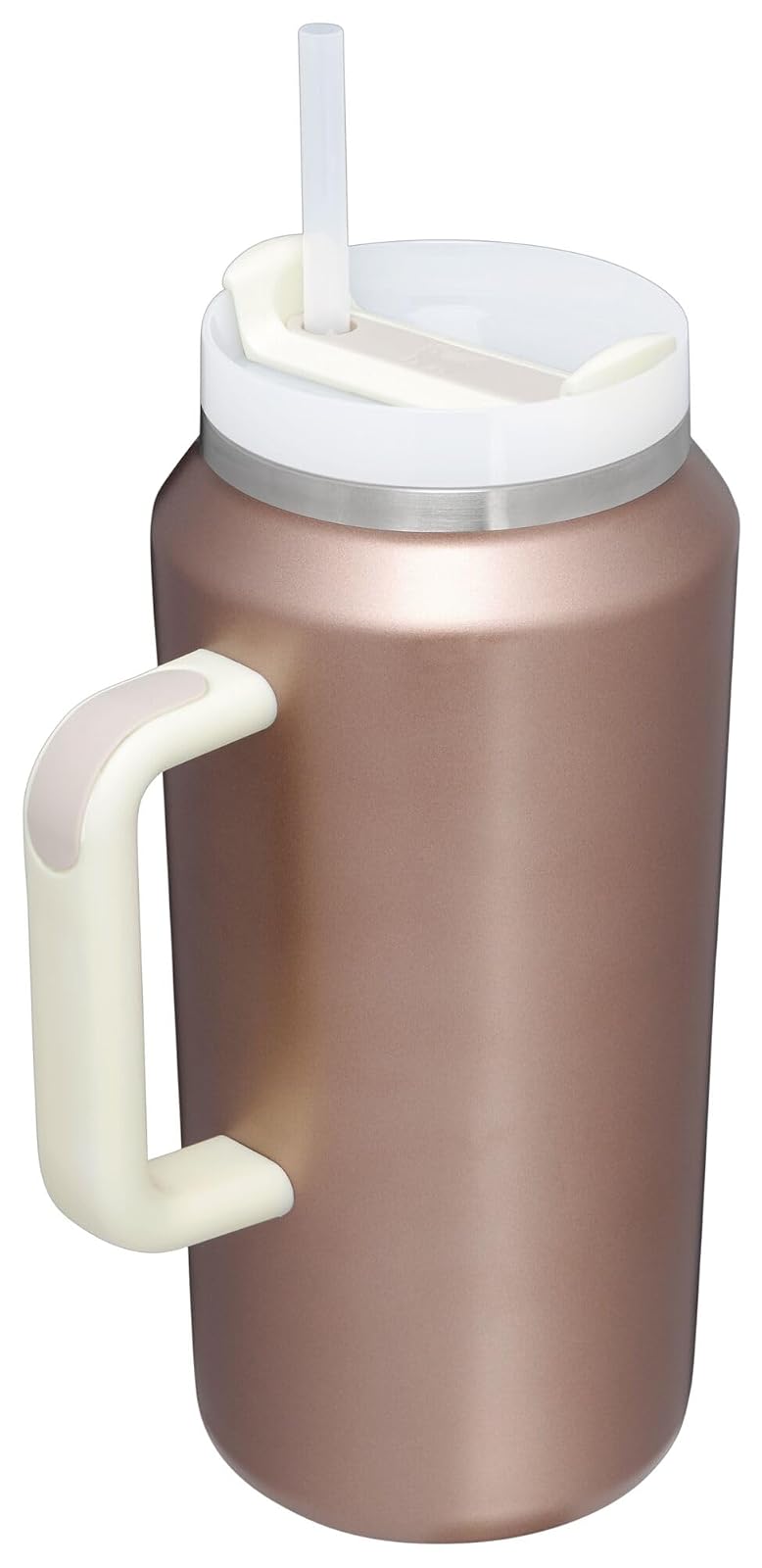 Stanley Quencher H2.0 FlowState - Vaso aislado al aspiradora de acero inoxidable con tapa y popote para agua, té helado o café, batidos y más, brillo de cuarzo rosa, 64 onzas