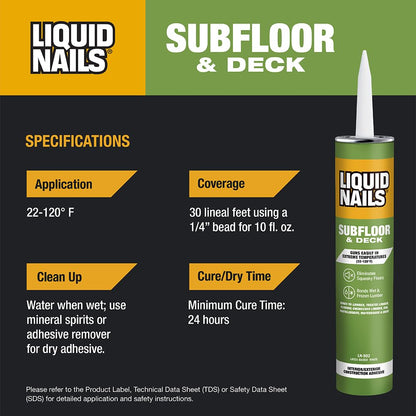 Liquid Nails LN902 VOC - calcomanía para subsuelos y construcción de 10 onzas