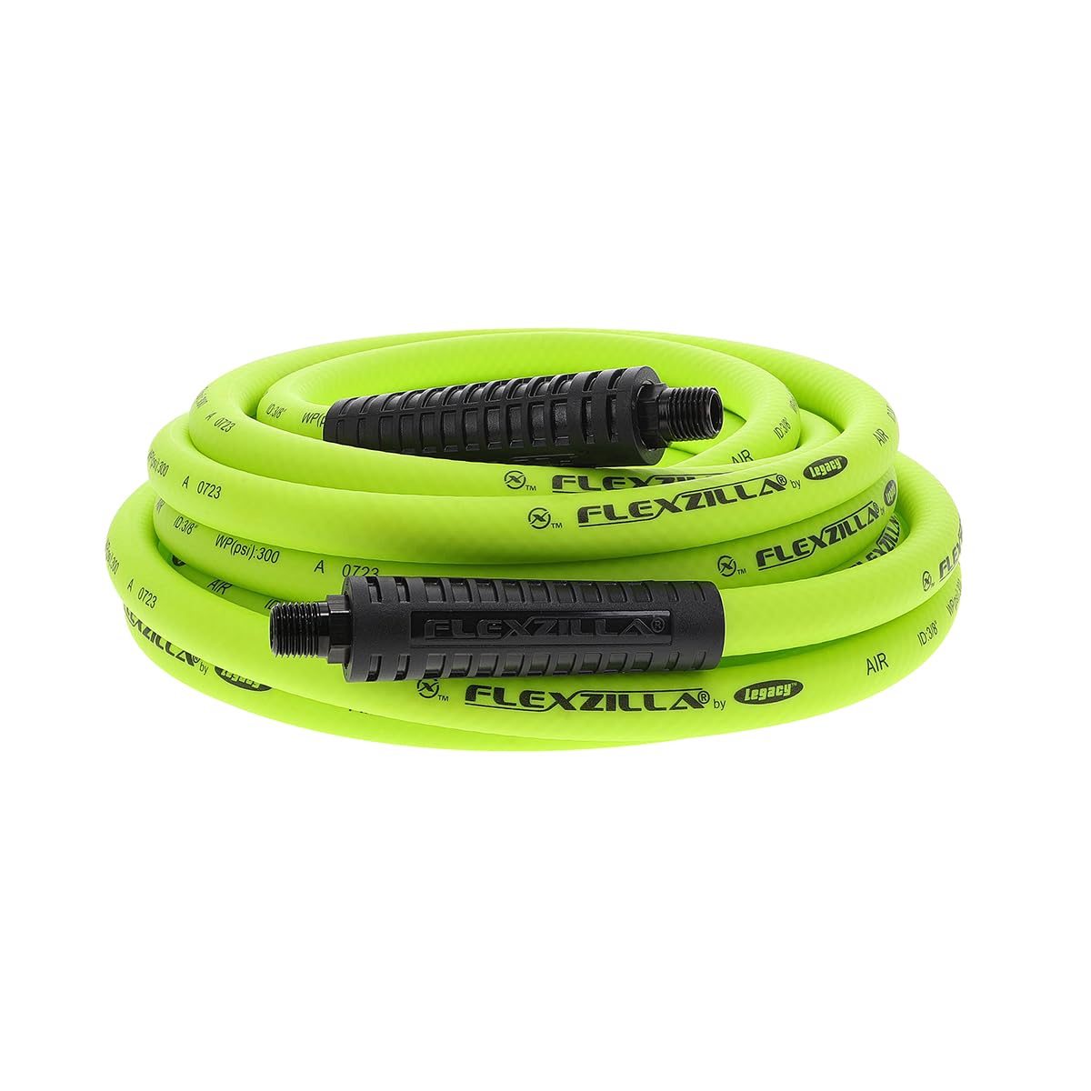 Flexzilla Air Hose, 3/8 in. x 25 ft., 1/4 in. MNPT Fittings, Heavy Duty, Lightweight, Hybrid, ZillaGreen