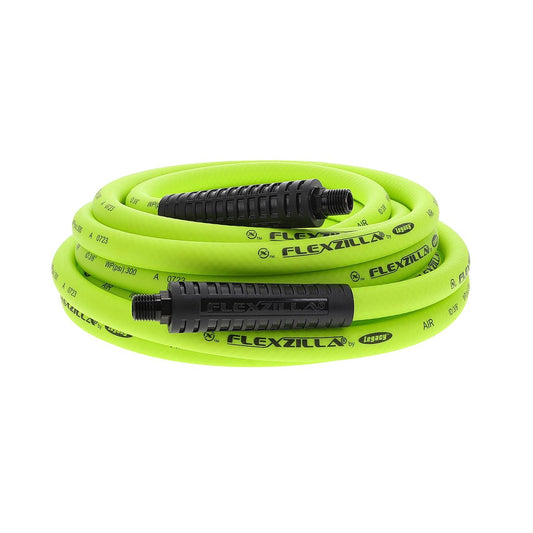 Flexzilla Air Hose, 3/8 in. x 25 ft., 1/4 in. MNPT Fittings, Heavy Duty, Lightweight, Hybrid, ZillaGreen